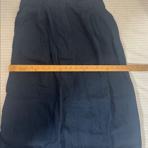 Massimo Dutti New Skirt Womens Sz M Navy Blue Linen Side Slits - Picture 10 of 12